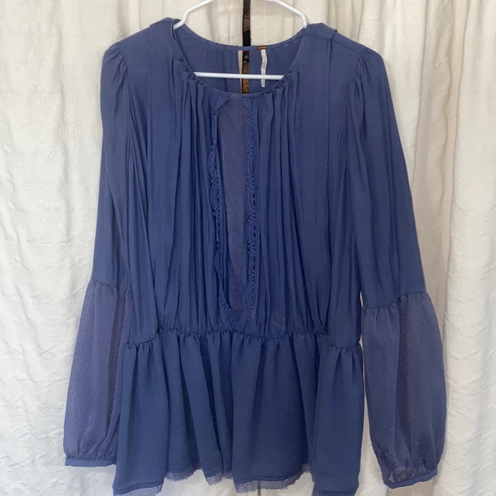 Free People Blue Blouse